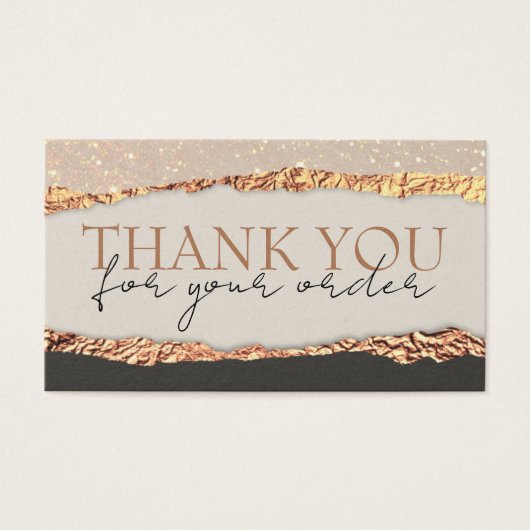 金ゴールドブラックきらめく感謝してい紙割引カード (正面)