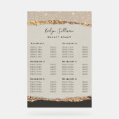 金ゴールドブラックきらめく紙価格表 アクリルサイン (正面)