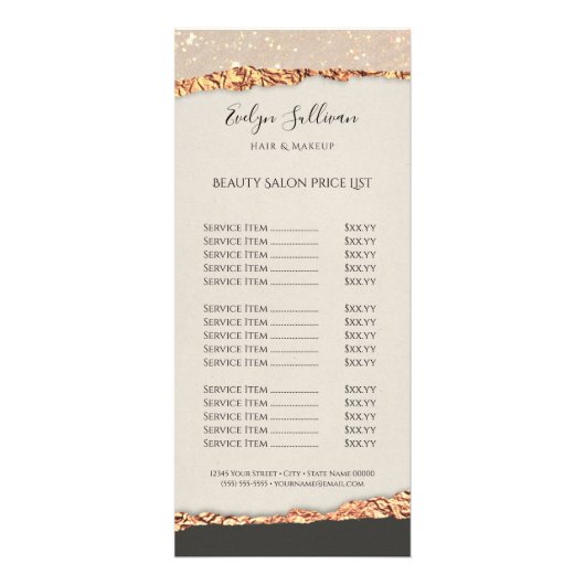 金ゴールドブラックきらめく紙価格表 ラックカード (正面)