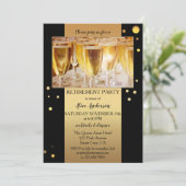 金ゴールドブラックきらめく紙吹雪写真リタイア 招待状 (スタンド正面)