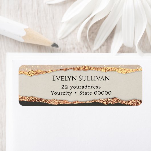 金ゴールドブラックきらめく紙差出人住所ラベル ラベル (インサイチュ)
