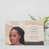 金ゴールドブラックきらめく紙2折パンフレット (スタンド正面)