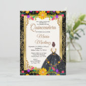 金ゴールドブラックとメキシコの花キンセアニラ 招待状 (スタンド正面)