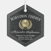 金ゴールドブラックのカスタマイズ可能な認識賞 ガラスオーナメント (正面)