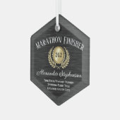 金ゴールドブラックのカスタマイズ可能な認識賞 ガラスオーナメント (正面左)