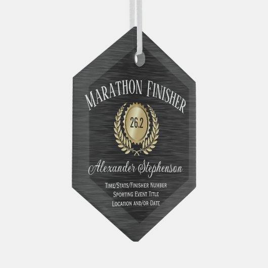 金ゴールドブラックのカスタマイズ可能な認識賞 ガラスオーナメント (正面右)