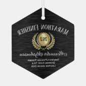 金ゴールドブラックのカスタマイズ可能な認識賞 ガラスオーナメント (裏面)