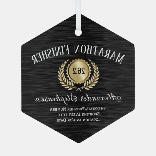 金ゴールドブラックのカスタマイズ可能な認識賞 ガラスオーナメント (裏面)