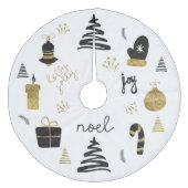 金ゴールドブラックのクリスマスツリーのアクセサリーはミトン フリース ツリースカート (正面)