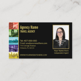 金ゴールドブラックの写真旅行代理店 名刺