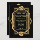 金ゴールドブラックの引退DIY写真の別企業のれ 招待状 (正面/裏面)