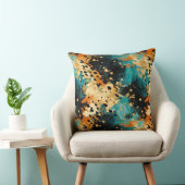 金ゴールドブラックアクアオレンジヒョウ抽象芸術 クッション (椅子)