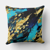 金ゴールドブラックアクアオレンジヒョウ抽象芸術 クッション (裏面)