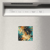 金ゴールドブラックアクアオレンジヒョウ抽象芸術 マグネット (インサイチュ (食洗機))