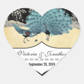 金ゴールドブラックアクアブルーヴィンテージフォレストピーコック ハートシール (正面)