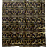 金ゴールドブラックアートデコタイル模様シャワーカーテン シャワーカーテン (正面)