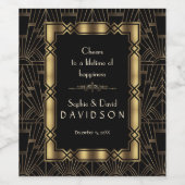 金ゴールドブラックアールデコギャツビー1920年代スタイル結婚ズ ワインラベル (シングルラベル)