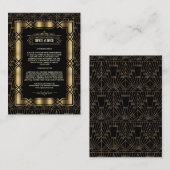 金ゴールドブラックアールデコギャツビー1920結婚年代の詳細 エンクロージャーカード (正面/裏面)
