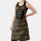金ゴールドブラックアールデコスキャロプパターンのパーソナライズ エプロン (インサイチュ)