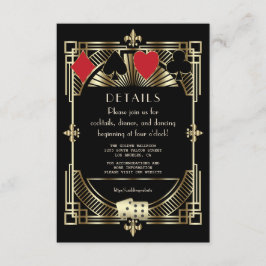 金ゴールドブラックアールデコローアリング20sウェディングレセプション エンクロージャーカード