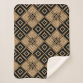 金ゴールドブラックアールデコ正方形の幾何学的パターン シェルパブランケット (正面)