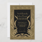 金ゴールドブラックアールヌーボーヴィンエレガントテージ結婚式 招待状 (正面)