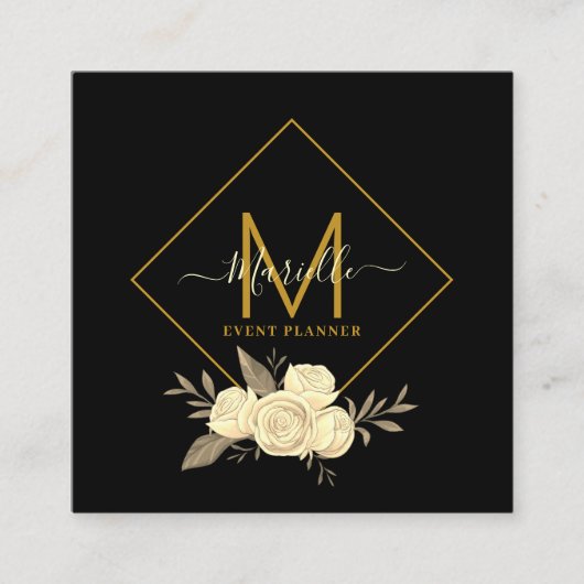 金ゴールドブラックイベントプランナー名刺 スクエア名刺 (正面)