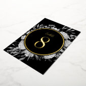 金ゴールドブラックウォーター結婚カラーフローラのテーブル番号 箔招待状 (回転した状態)