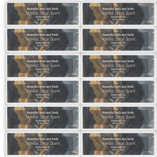 金ゴールドブラックエッセンシャル油10mlボトル製品ラベル シール (正面)