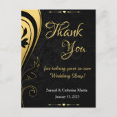 金ゴールドブラックエレガントな結婚記念日ありがとう ポストカード (正面)