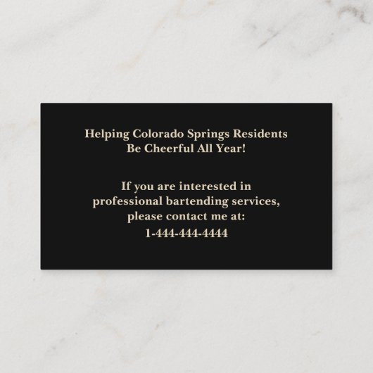 金ゴールドブラックエレガントイベントバーテンダー名刺 名刺 (裏面)