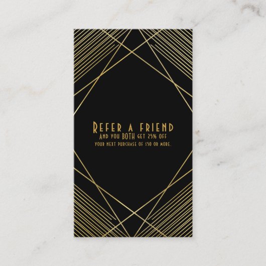 金ゴールドブラックエレガントグラムモダンデコRefer a Friend 紹介カード (正面)