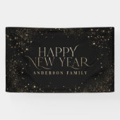 金ゴールドブラックエレガントグリッター新年パーティー 横断幕 (横)