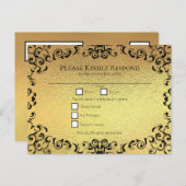 金ゴールドブラックエレガントスワールゴシック結婚ズ シーズンポストカード (正面/裏面)