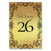 金ゴールドブラックエレガントスワールゴシック結婚ズ テーブルナンバー (正面)