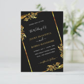 金ゴールドブラックエレガントフレームモダン結婚式招待状 (スタンド正面)
