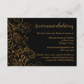 金ゴールドブラックエレガントフローラ結婚の宿泊 エンクロージャーカード (正面)