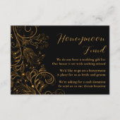 金ゴールドブラックエレガントフローラ結婚ズ・ハネムーン基金 エンクロージャーカード (正面)