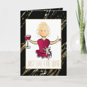 金ゴールドブラックエレガントライク素晴らしワイン漫画誕生日 カード (正面)