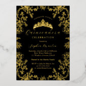 金ゴールドブラックエレガントヴィンテージキンセアニェラ 箔招待状 (正面)