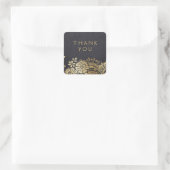 金ゴールドブラックエレガントヴィンテージレース結婚式の引き出物 スクエアシール (バッグ)