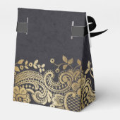 金ゴールドブラックエレガントヴィンテージレース結婚式の引き出物 フェイバーボックス (裏面サイド)