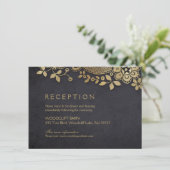 金ゴールドブラックエレガントヴィンテージレース結婚式 招待状 (スタンド正面)