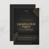 金ゴールドブラックエレガント卒業招待状パーティー 招待状 (正面/裏面)