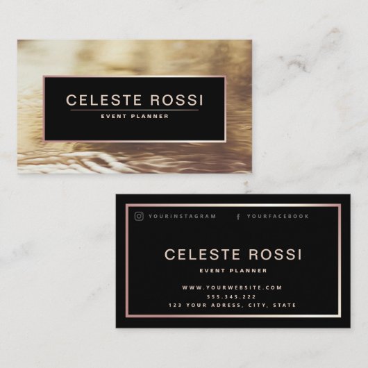 金ゴールドブラックエレガント及びフォイル効果プロフェッショナル 名刺 (正面/裏面)