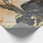 金ゴールドブラックオレンジ抽象芸術 ラッピングペーパー (角)