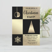 金ゴールドブラックカラーブロック企業のクリスマスパーティー 招待状 (スタンド正面)