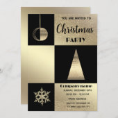 金ゴールドブラックカラーブロック企業のクリスマスパーティー 招待状 (正面/裏面)