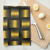 金ゴールドブラックキッチンタオルゴールデン格子 キッチンタオル (四つ折り)