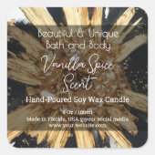 金ゴールドブラッククリスタルボトルキャンドル製品ラベル スクエアシール (正面)